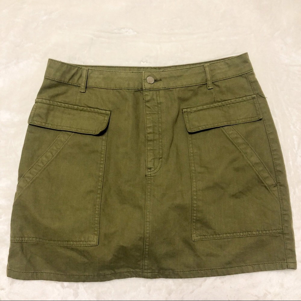 topshop army green utility mini skirt